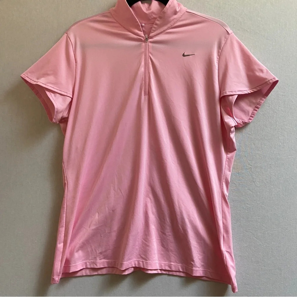 Nike Golf Tour Performance Pink Dri-fit mock neck 1/2 zip short sleeve Sz XL